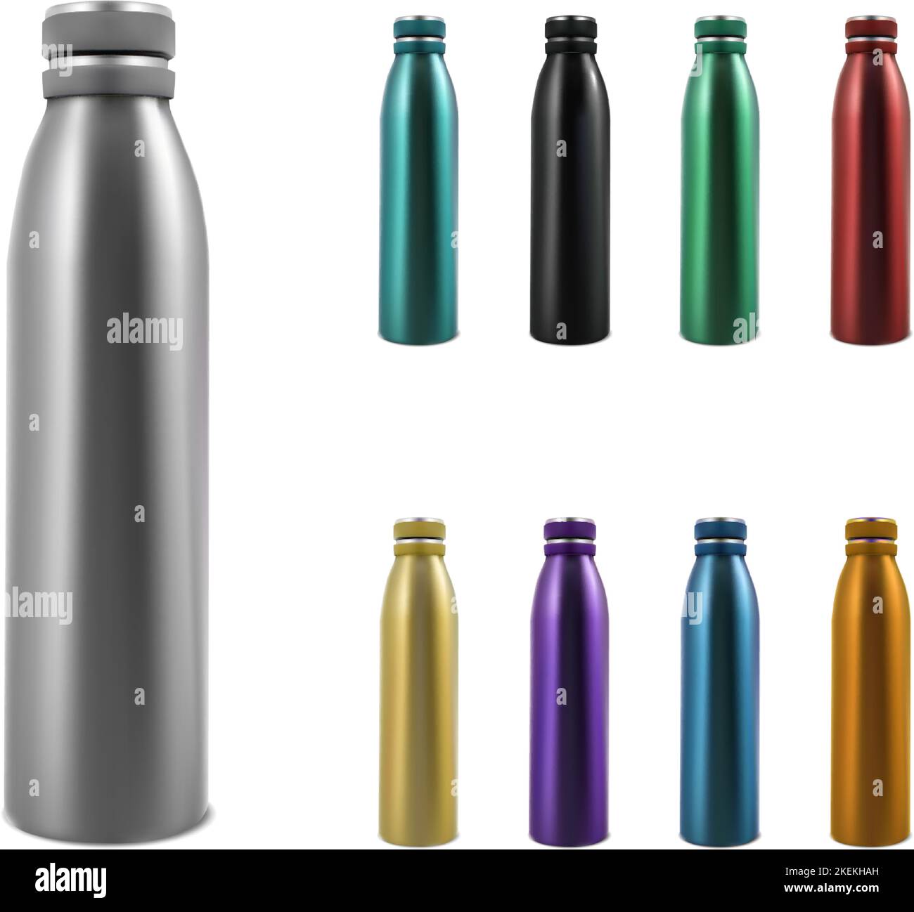 set di icone vettoriali realistiche. Collezione di bottiglie sportive. Illustrazione Vettoriale