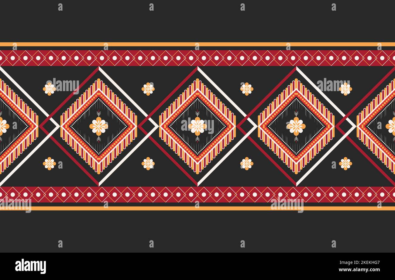 Grafica geometrico con motivi etnici senza cuciture. Stile etnico tessuto colorato senza cuciture. Design per sfondo,carta da parati,tessuto,tappeto,ornamenti,decorazione, Illustrazione Vettoriale