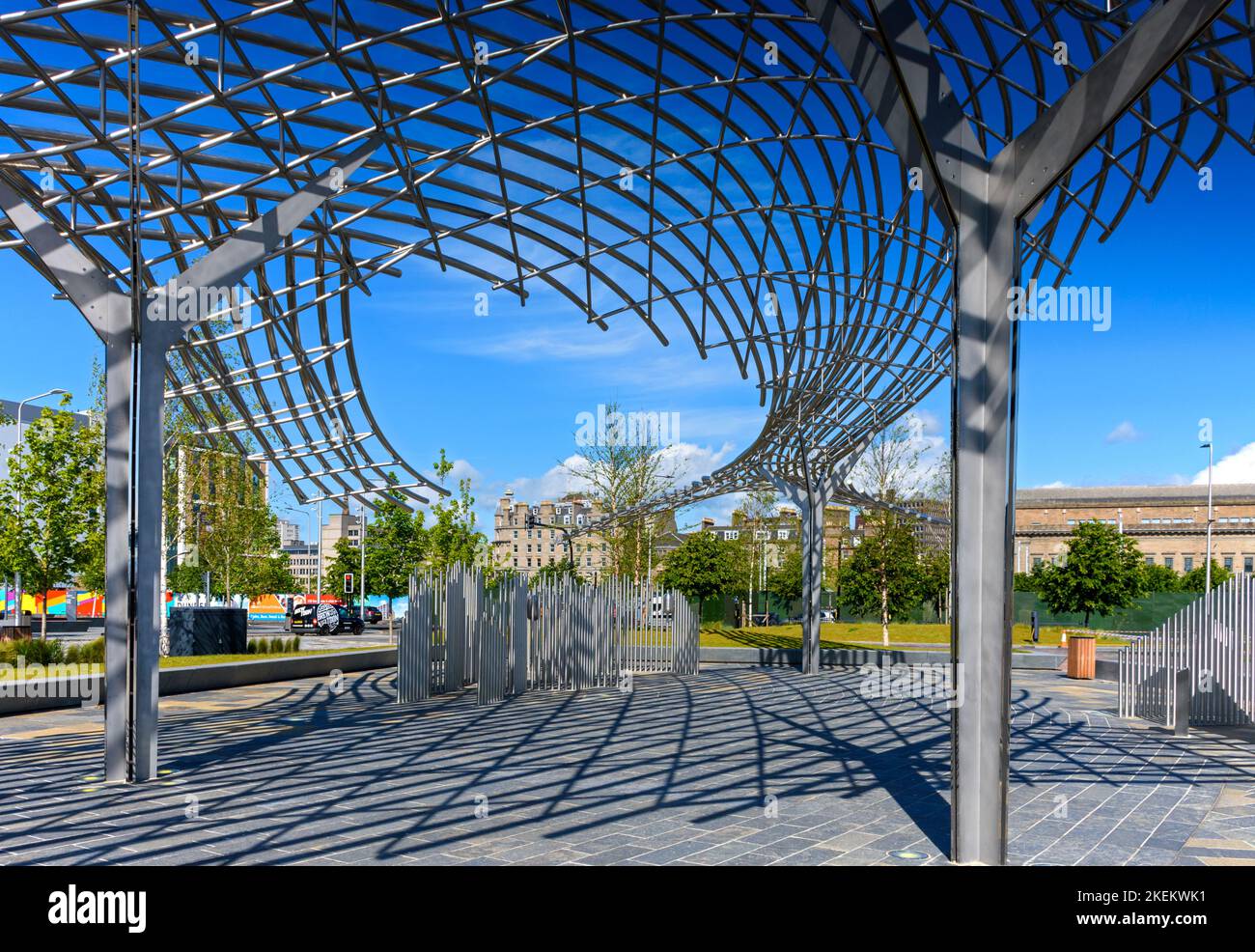 La scultura della balena di Tay di Lee Simmons, Waterfront Place, Dundee, Scotland, UK Foto Stock