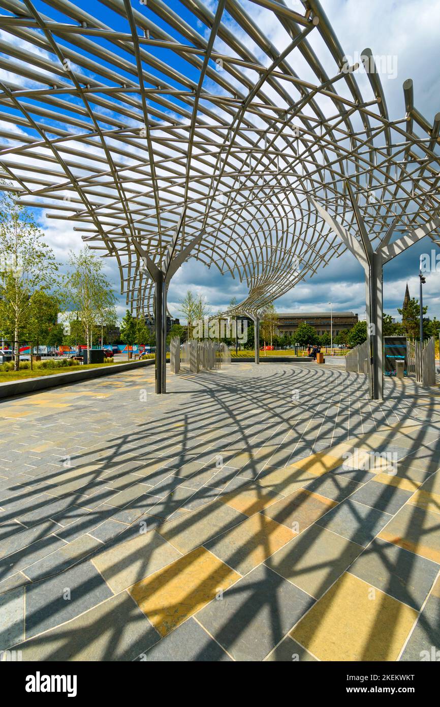 La scultura della balena di Tay di Lee Simmons, Waterfront Place, Dundee, Scotland, UK Foto Stock