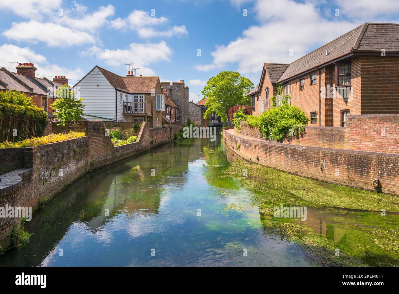 La vista del fiume Stour a Canterbury, Kent. Foto Stock