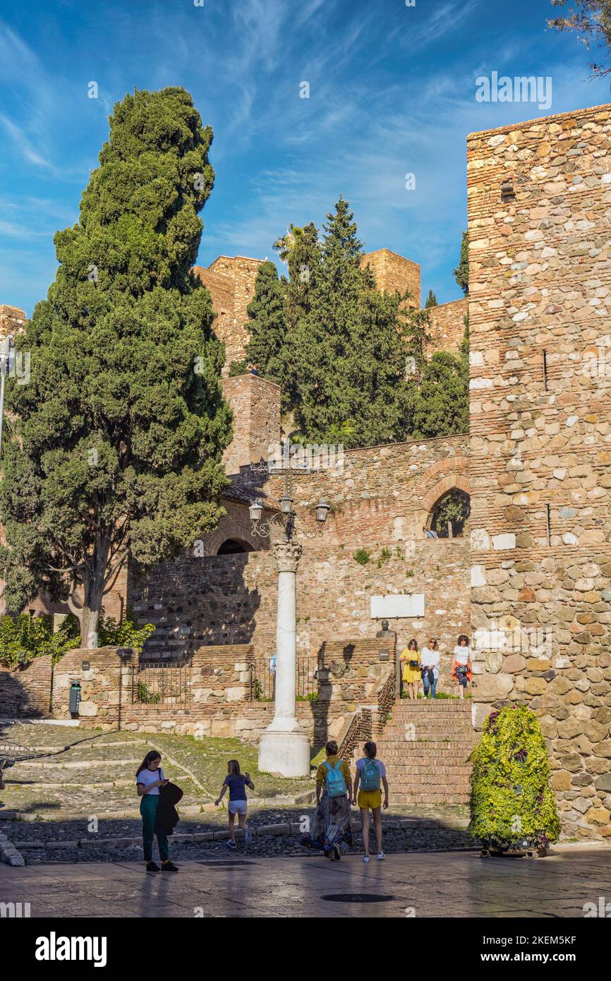 Ingresso all'Alcazaba, fortificazioni moresche, Malaga, Costa del Sol, Provincia di Malaga, Andalusia, Spagna meridionale. Foto Stock