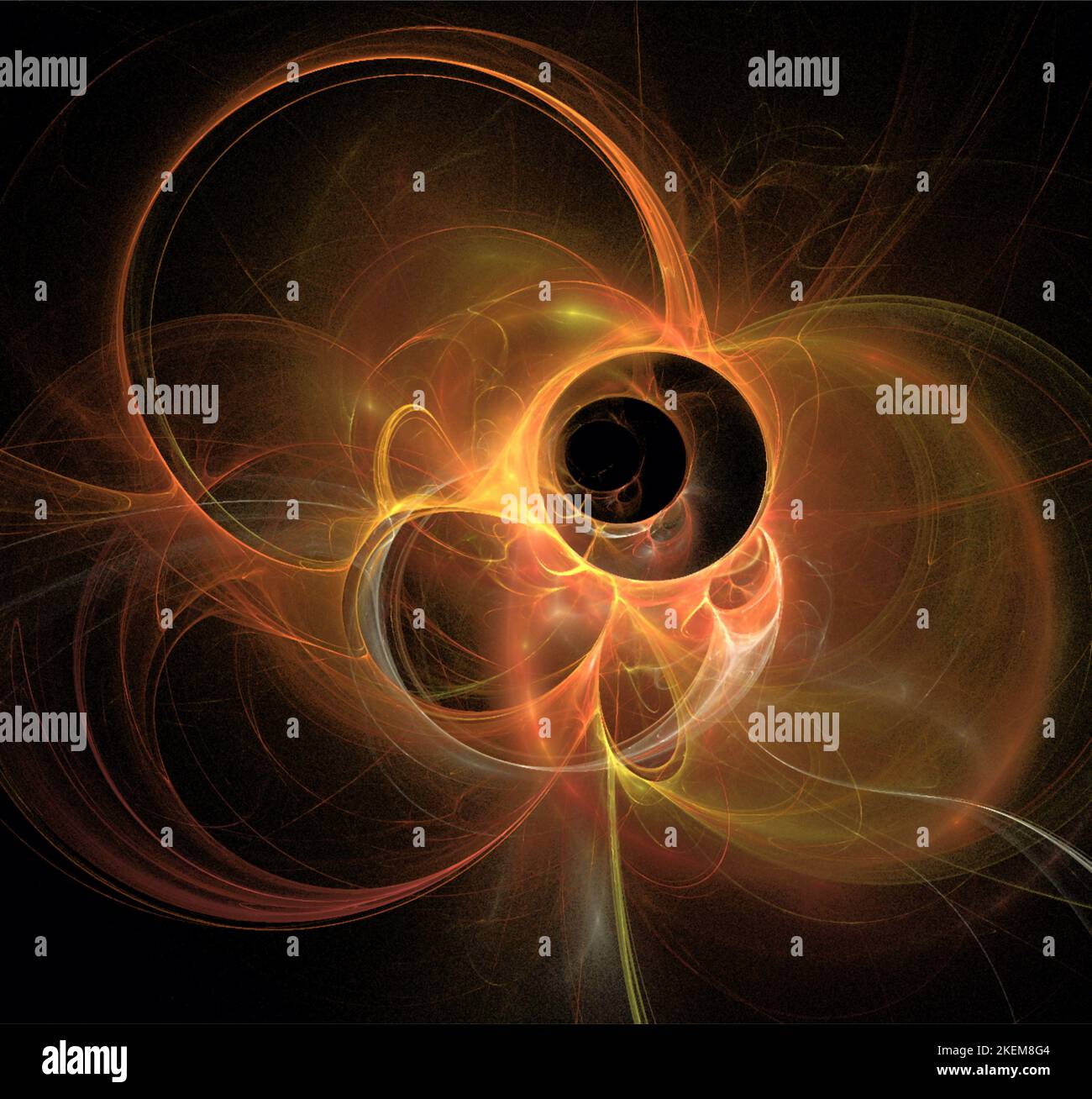 immagine di un sistema a stella planetaria arancione, grafica a colori, sfondo Foto Stock