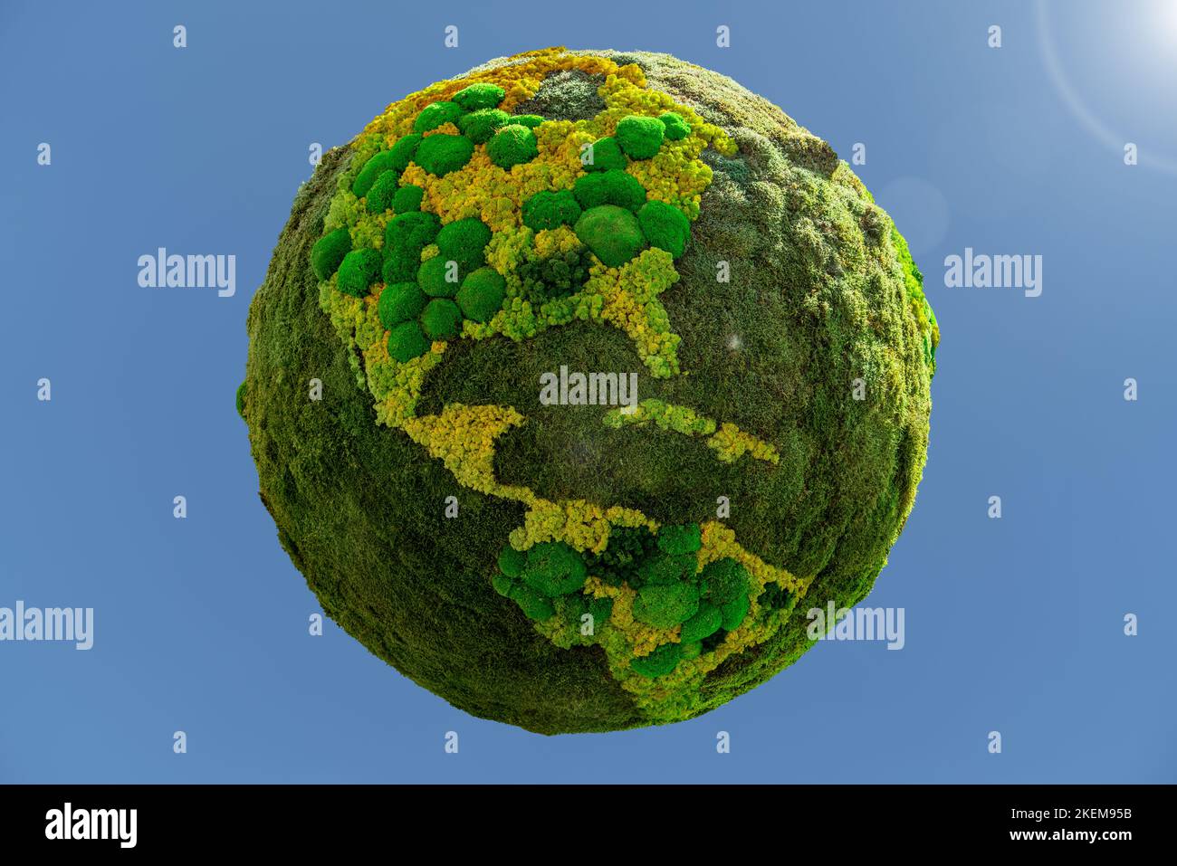 Pianeta verde Terra da muschio naturale. Simbolo dello sviluppo sostenibile e delle energie rinnovabili Foto Stock