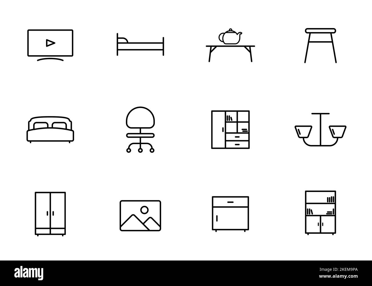 icone vettoriali linea mobili isolato Illustrazione Vettoriale