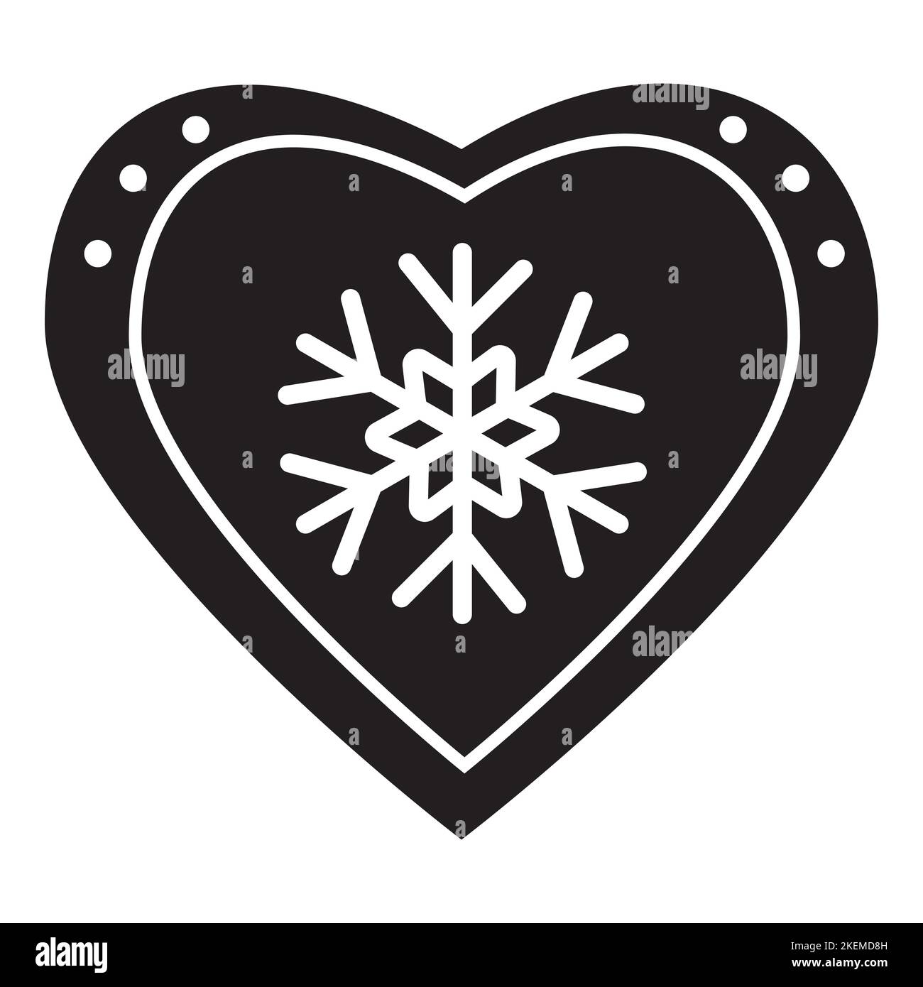 Biscotti di pan di zenzero isolati su sfondo bianco. Cuori di Natale decorati e glassati. Illustrazione Vettoriale