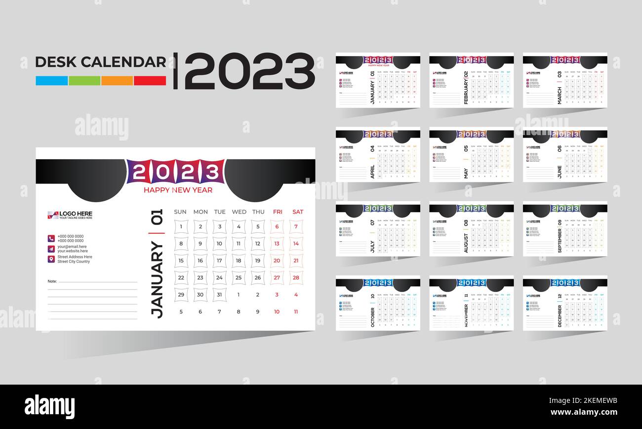 Disegno vettoriale del calendario 2023 digitale