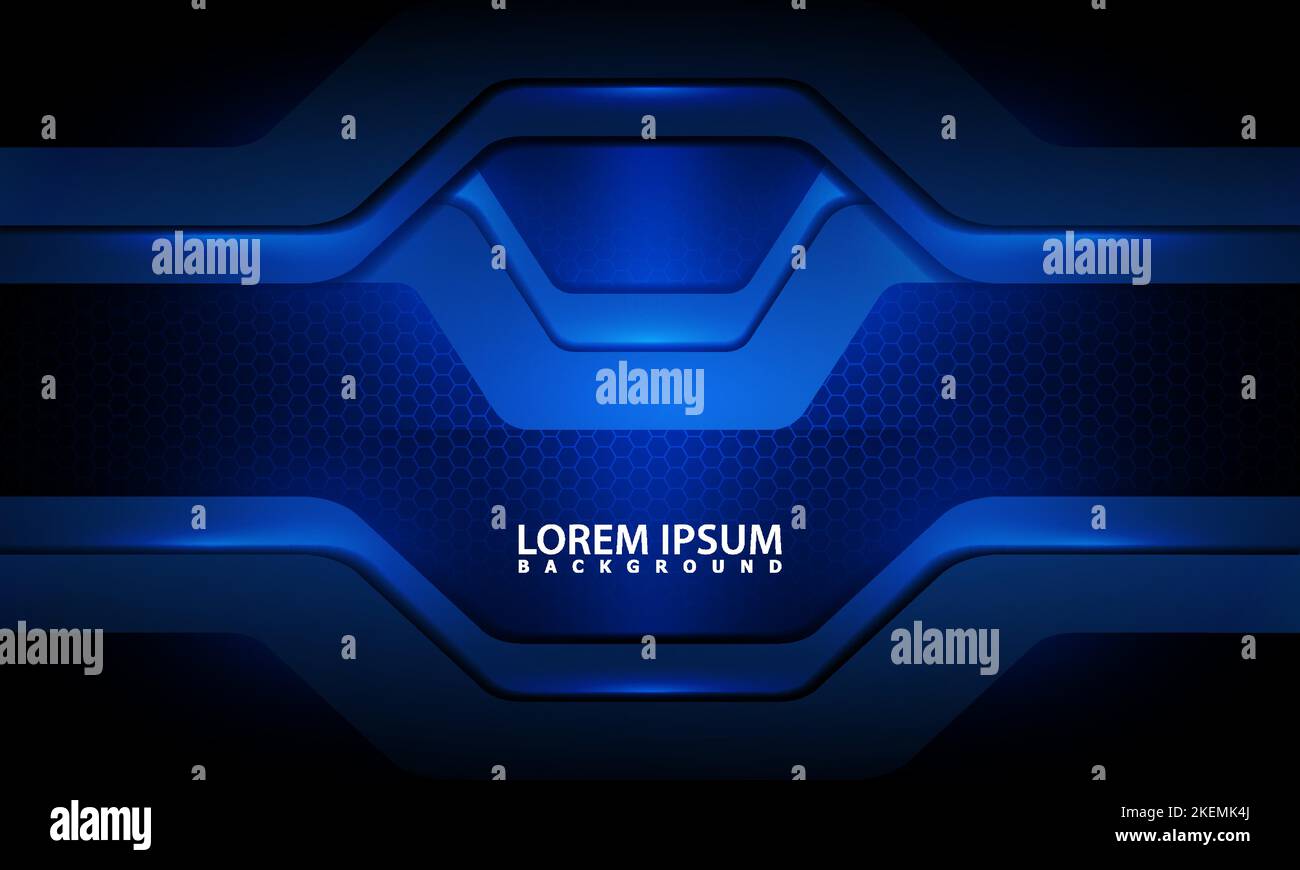 Sfondo blu astratto, con forme sfumate e sovrapposte, con effetto luce Illustrazione Vettoriale