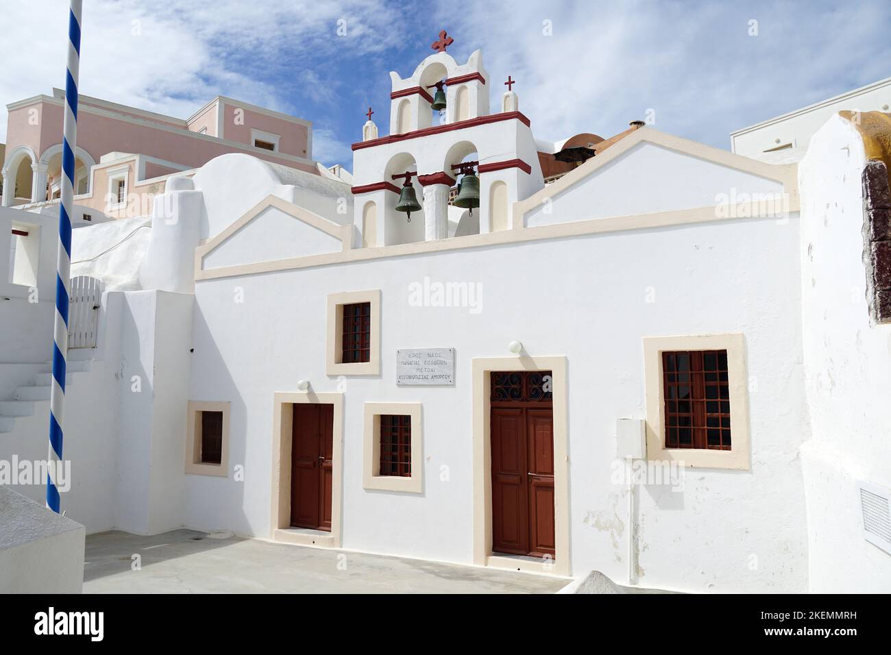 cappella, Oia o Ia, (Pano Meria), Santorini, Grecia, Europa Foto Stock