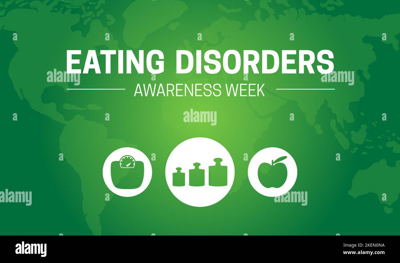 Illustrazione della settimana di consapevolezza dei disturbi alimentari verdi Illustrazione Vettoriale