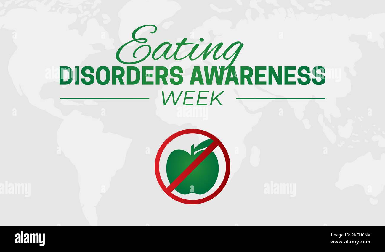 Settimana di consapevolezza dei disturbi alimentari con l'illustrazione di non mangiare Apple Illustrazione Vettoriale
