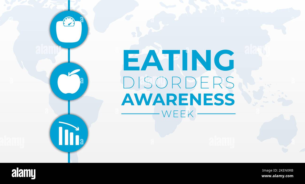 Banner dell'illustrazione della settimana di consapevolezza dei disturbi alimentari Illustrazione Vettoriale