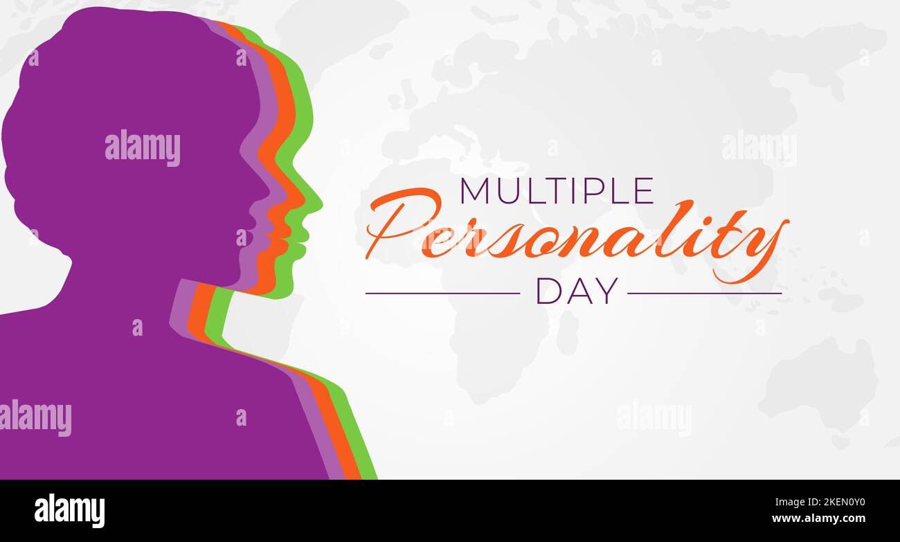 Illustrazione colorata di sfondo di giorno di personalità multipla con la donna Illustrazione Vettoriale
