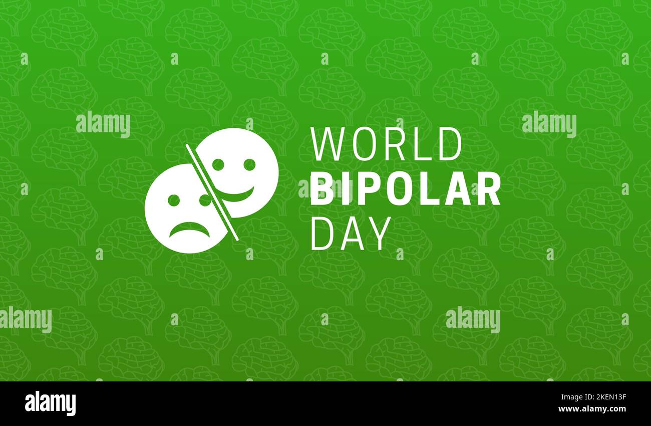 Banner con illustrazione della Giornata Mondiale bipolare Illustrazione Vettoriale