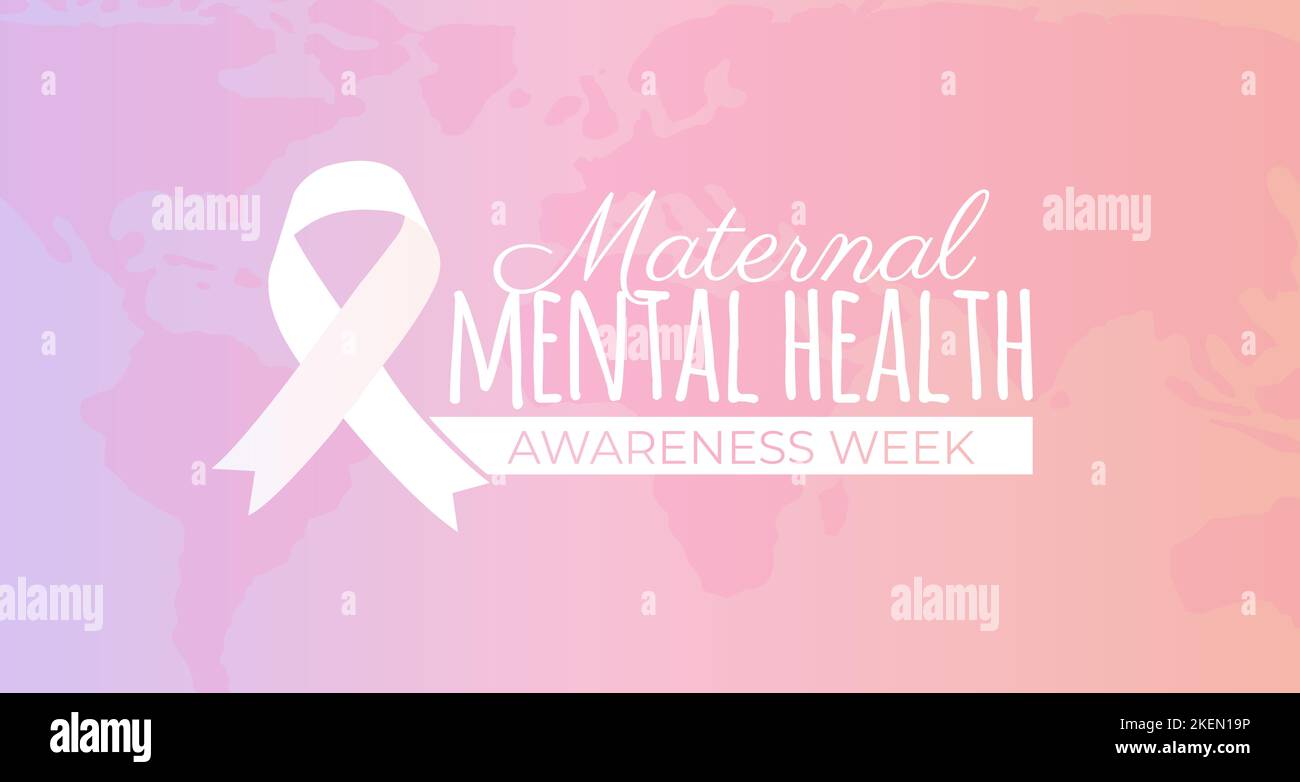Illustrazione della settimana di consapevolezza della salute mentale della madre rosa Illustrazione Vettoriale