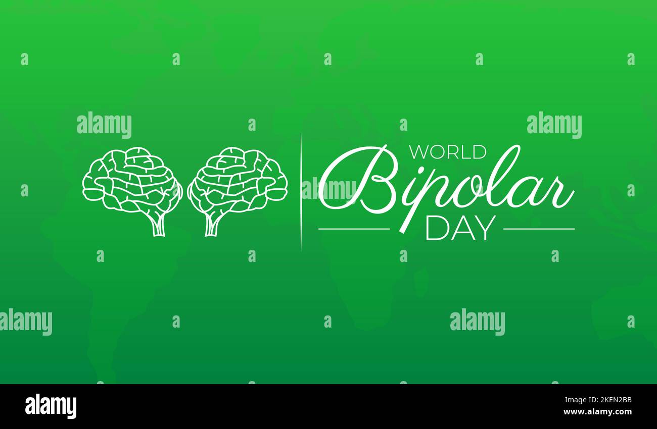 World Bipolar Day background Illustrazione Banner con Cervelloni Illustrazione Vettoriale