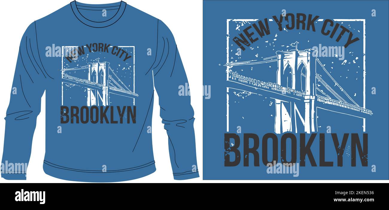 new york city broklyn t shirt grafica disegno vettoriale illustrazione file digitale Illustrazione Vettoriale