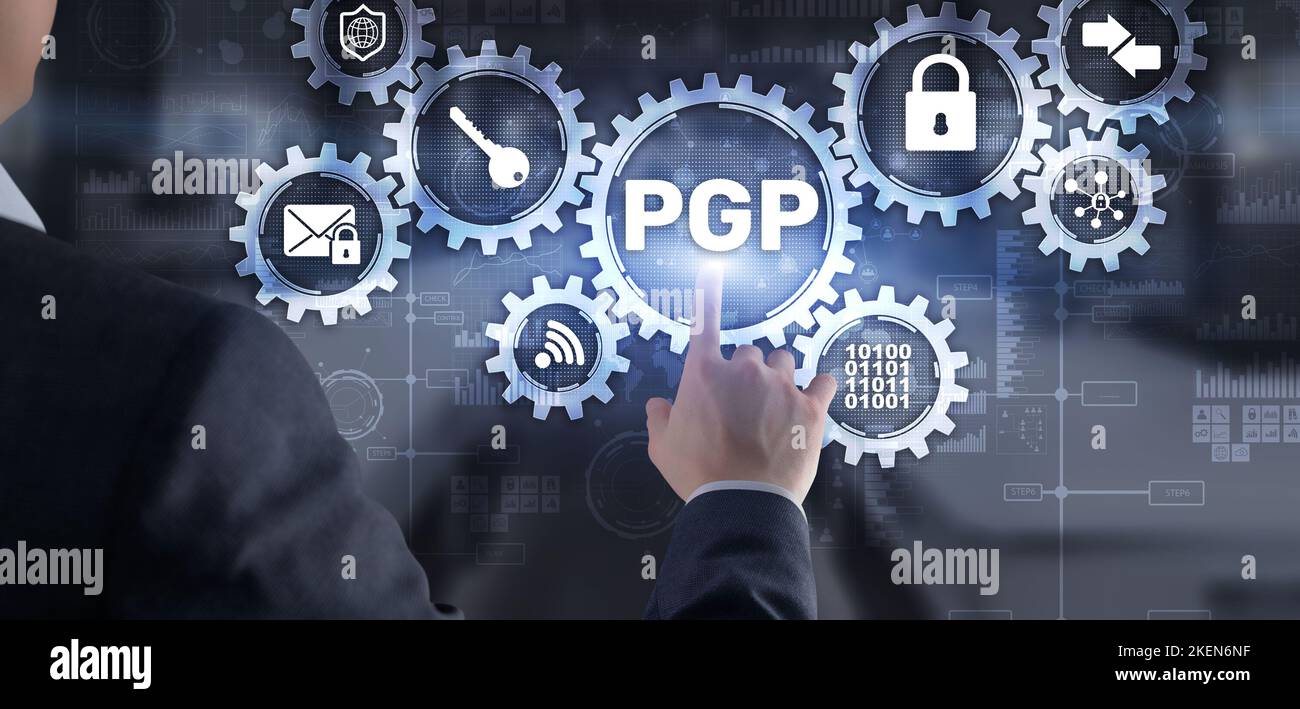 PGP. Privacy abbastanza buona. Concetto di crittografia e sicurezza 2022 Foto Stock