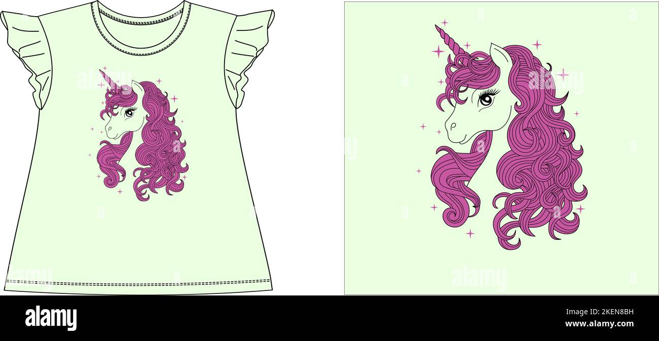 maglia unicorn disegno grafico vettoriale illustrazione digitale tee file, maglietta grafica, t shirt serigrafia, abbigliamento bambini, moda bambini, vettore, vettore Illustrazione Vettoriale