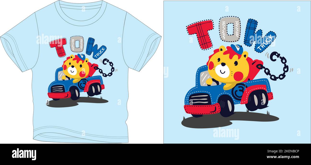 Tow Truck t shirt grafica disegno vettoriale illustrazioni digitali filetee, t shirt grafica, t shirt serigrafia, abbigliamento bambini, moda bambini, vettore, vettore Illustrazione Vettoriale