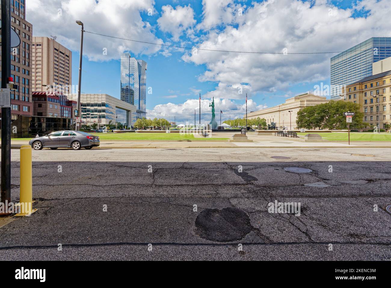 Il Cleveland Mall è circondato da edifici civici e strutture congressuali. Foto Stock