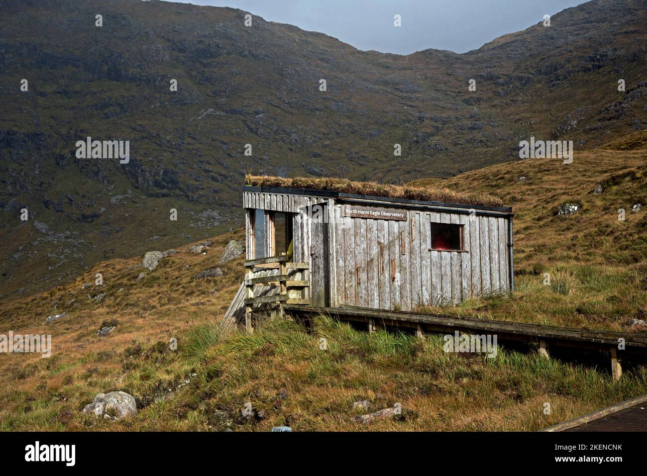 North Harris Eagle Observatory a Glen Mevaig sull'isola di Harris nelle Ebridi esterne, Scozia, Regno Unito. Foto Stock