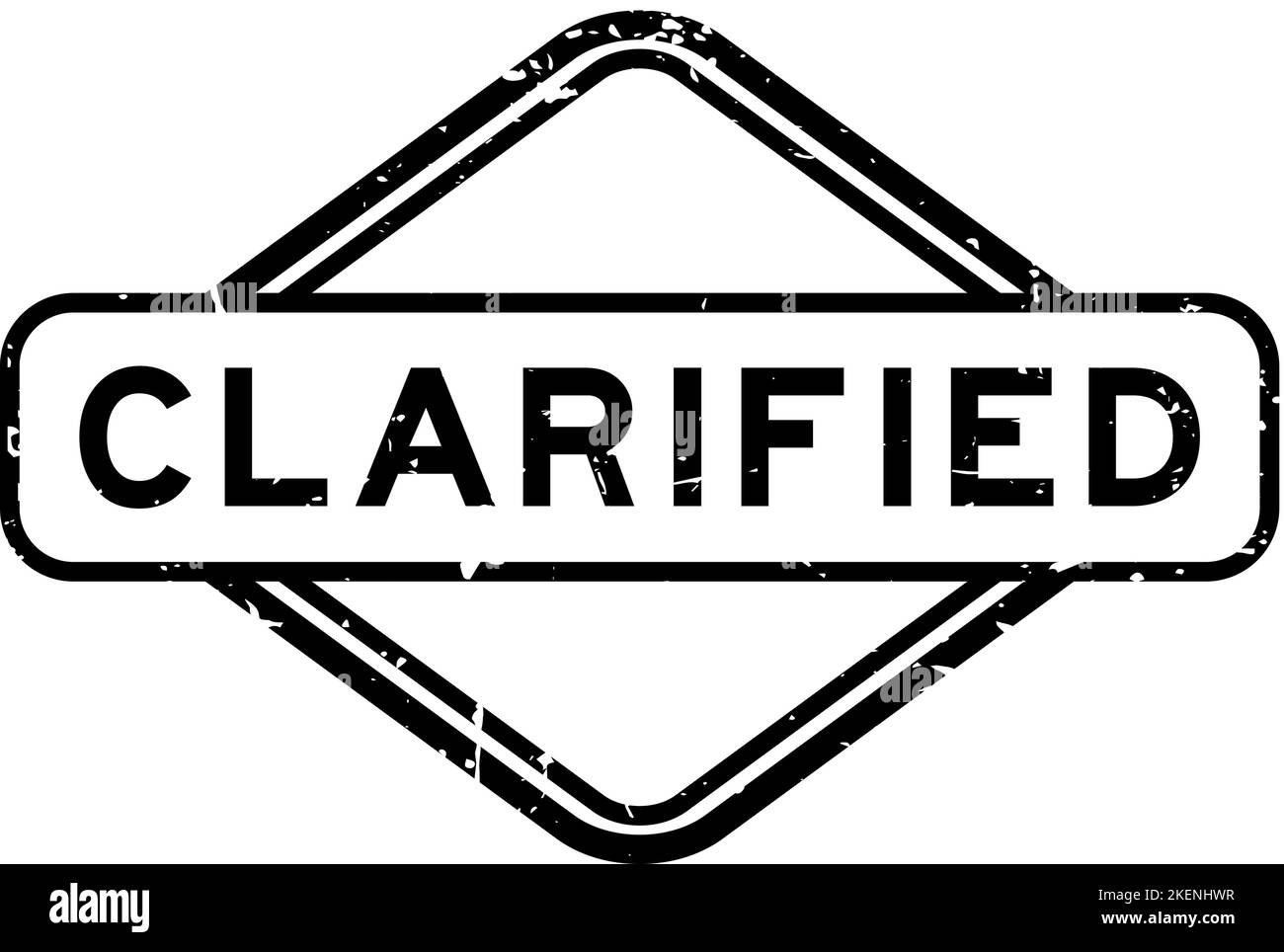 Grunge nero chiarificato parola guarnizione in gomma stampigliato su sfondo bianco Illustrazione Vettoriale