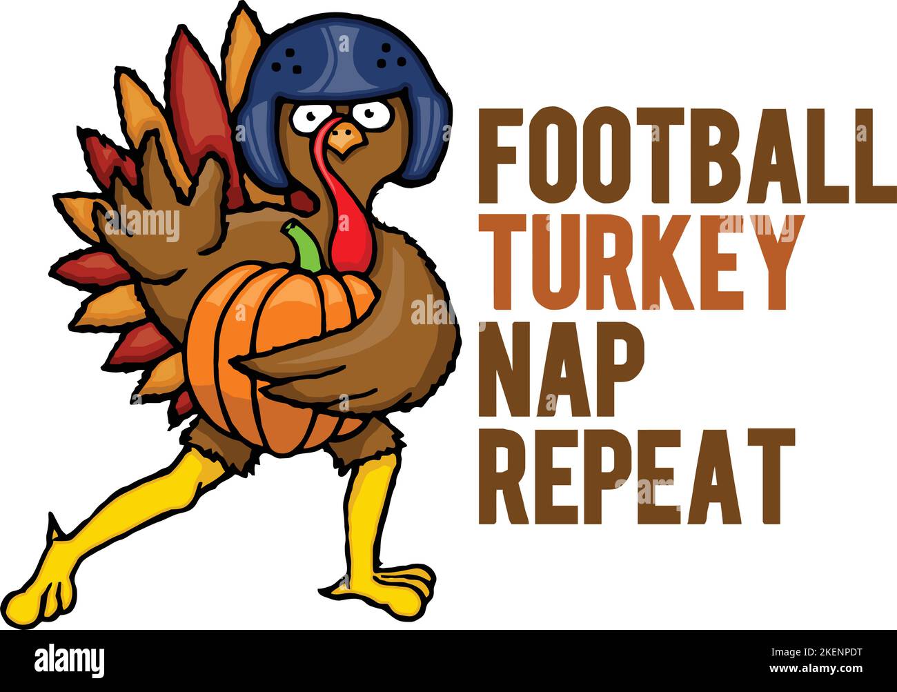 divertente cartoon thanksgiving giocatore di calcio tacchino Illustrazione Vettoriale