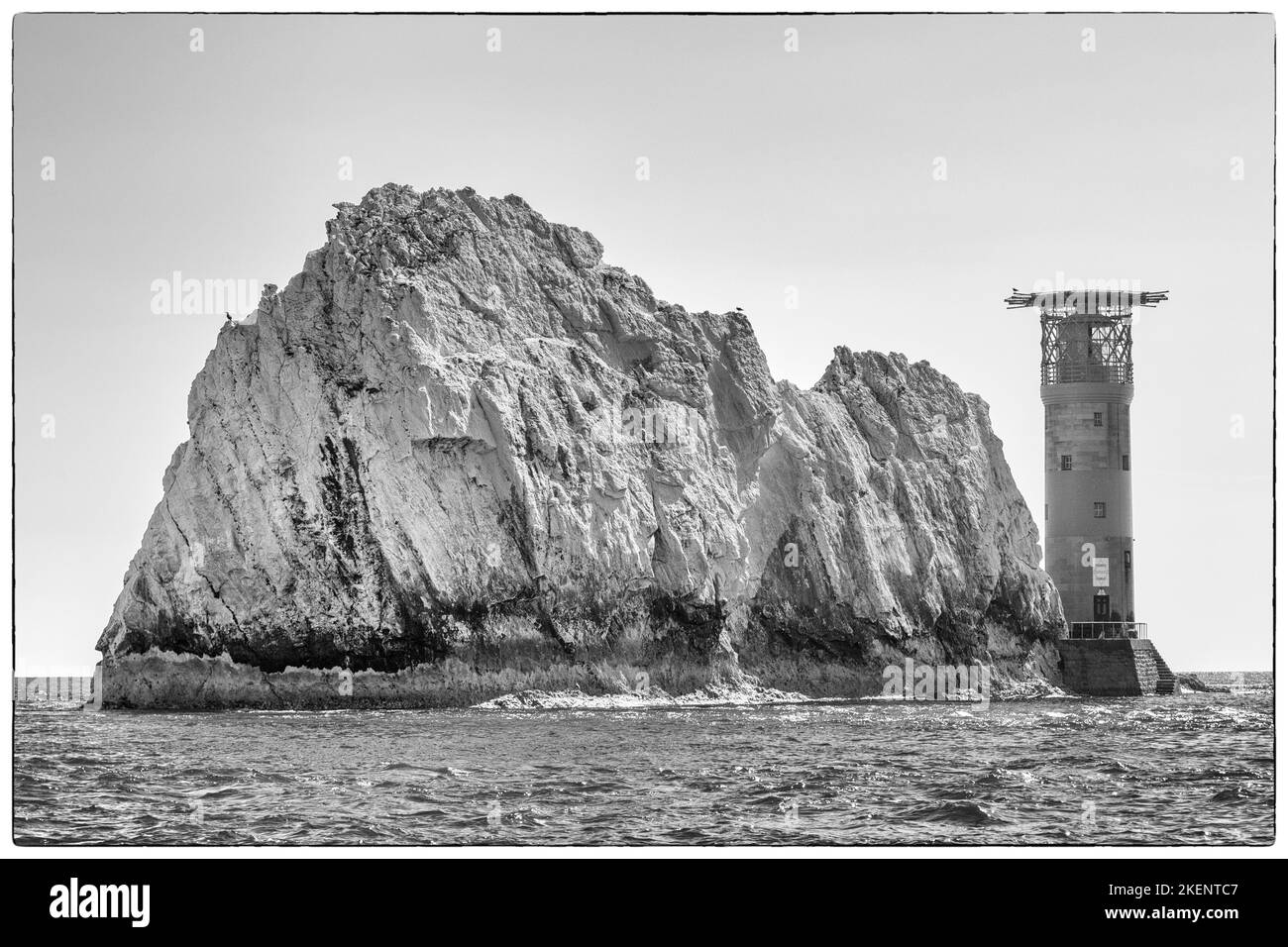 Needles Lighthouse, Isle of Wight, Hampshire, Inghilterra, Regno Unito Foto Stock