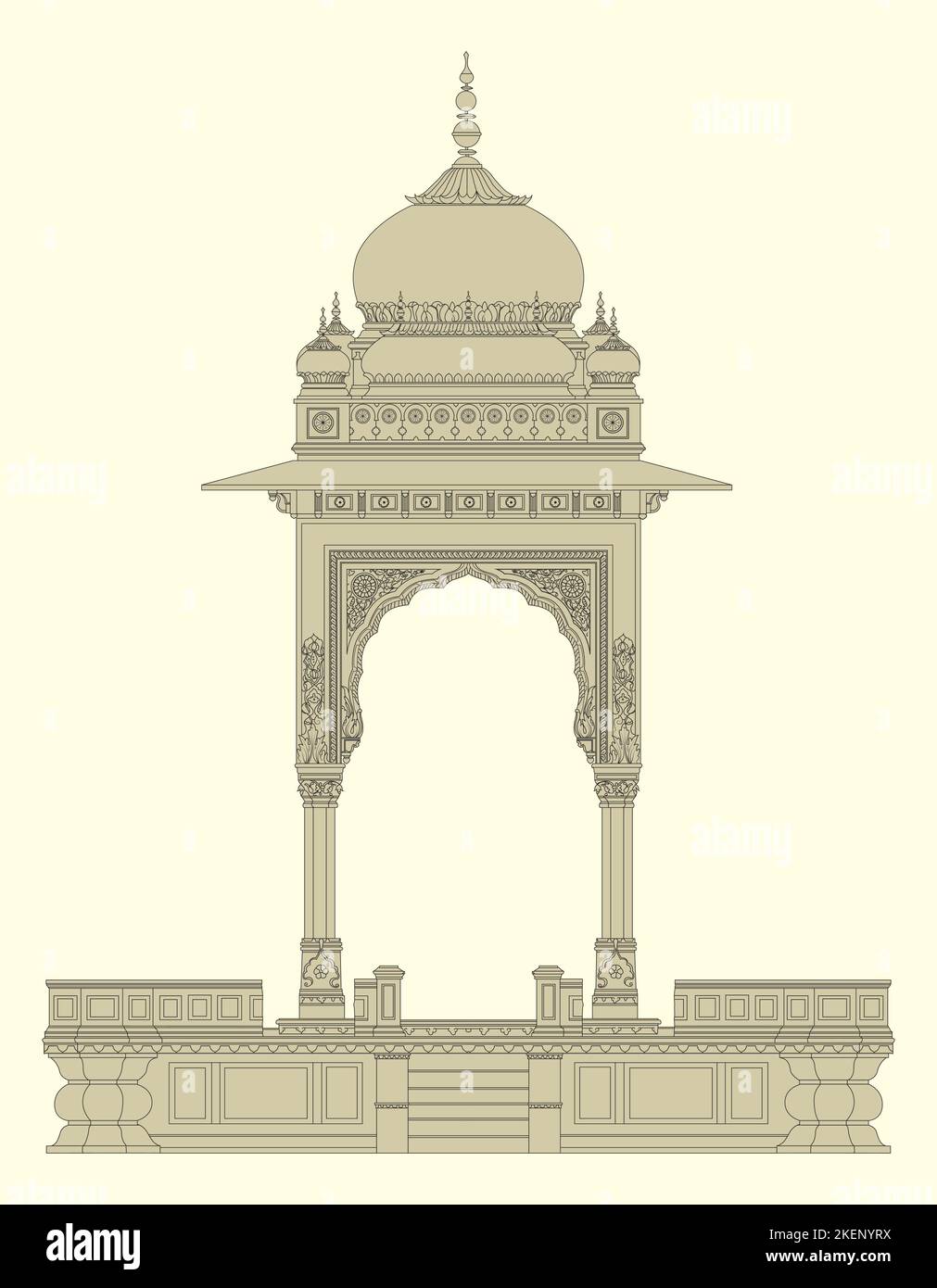 Cupola Padiglione India, Scuola aziendale il Metropolitan Museum illustrazione vettoriale. Illustrazione Vettoriale