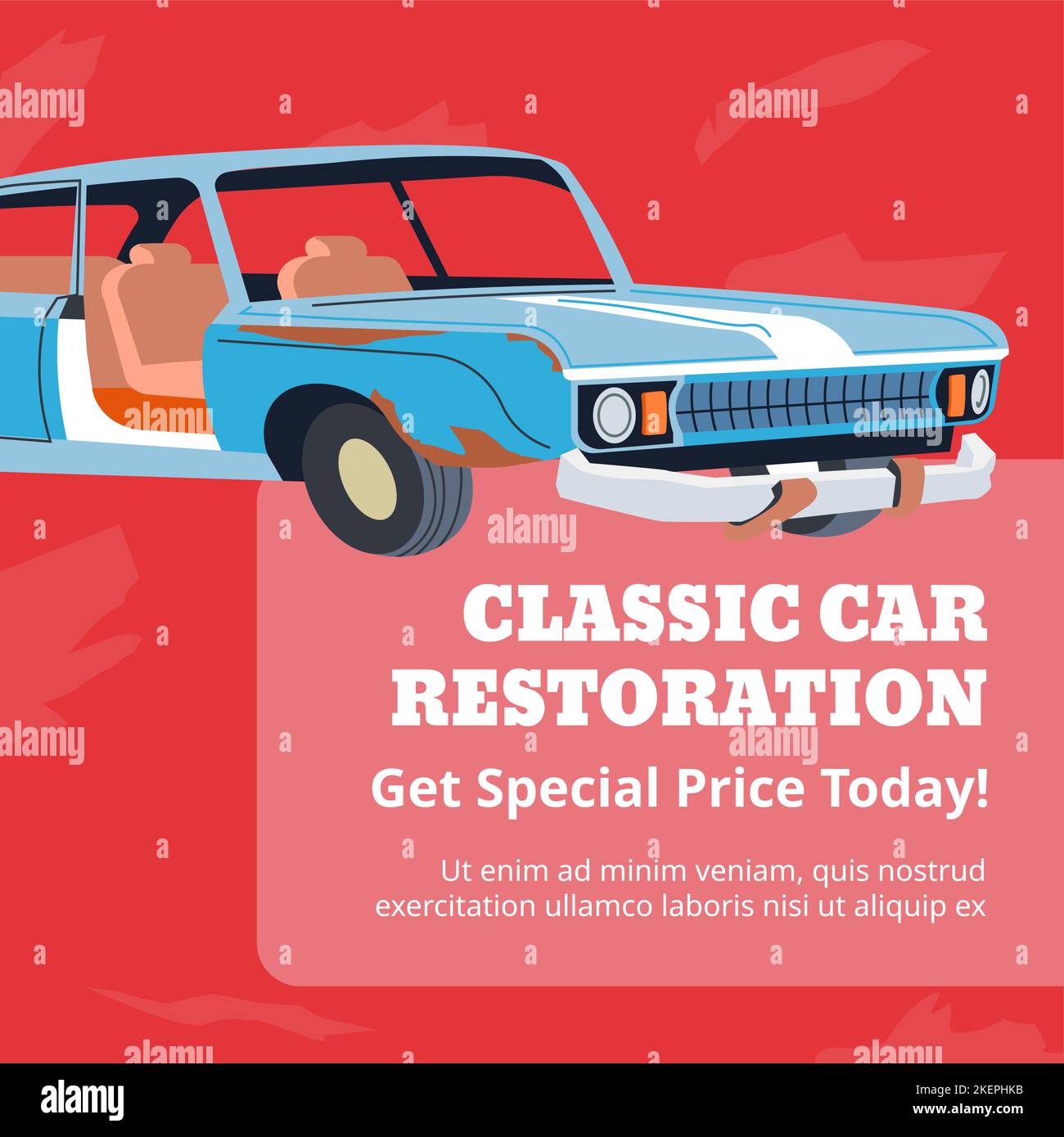 Restauro auto classica, ottenere prezzo speciale oggi Illustrazione Vettoriale