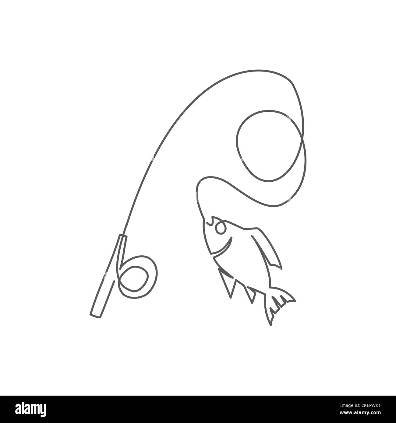 Pesca di una linea disegnando su sfondo bianco Illustrazione Vettoriale
