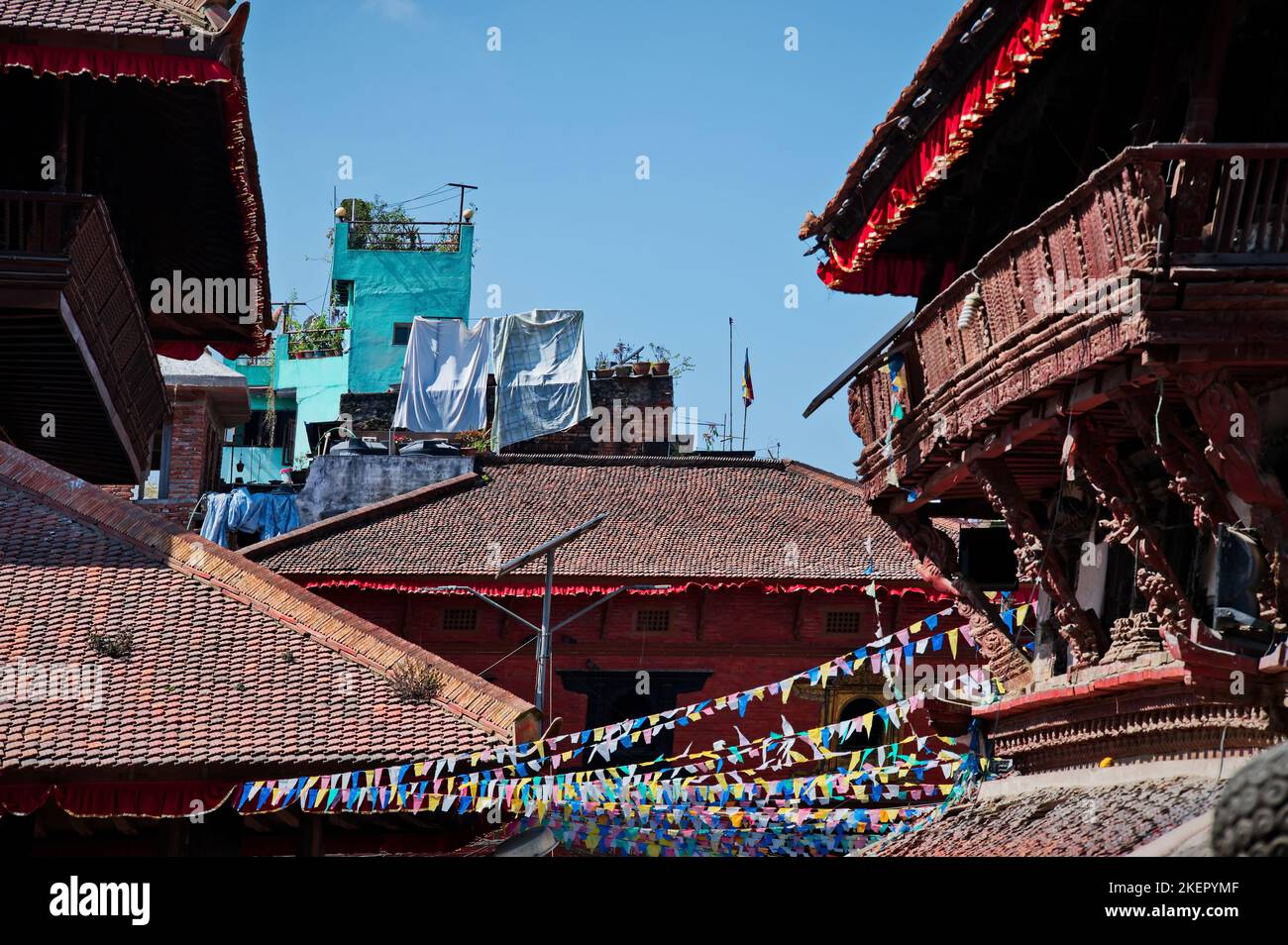 Edifici e tetti a Kathmandu, Nepal Foto Stock