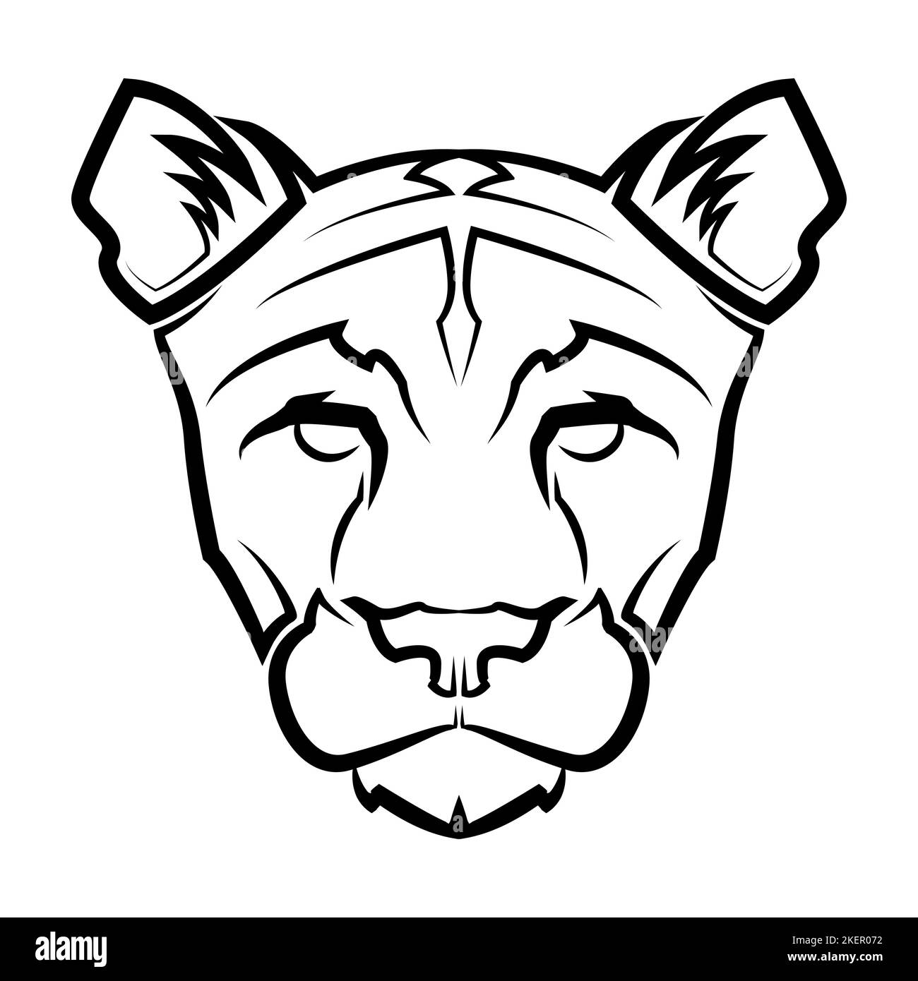 Bianco e nero linea arte di testa di cougar buon uso per simbolo mascotte icona avatar tatuaggio T Shirt logo design o qualsiasi altro design. Illustrazione Vettoriale