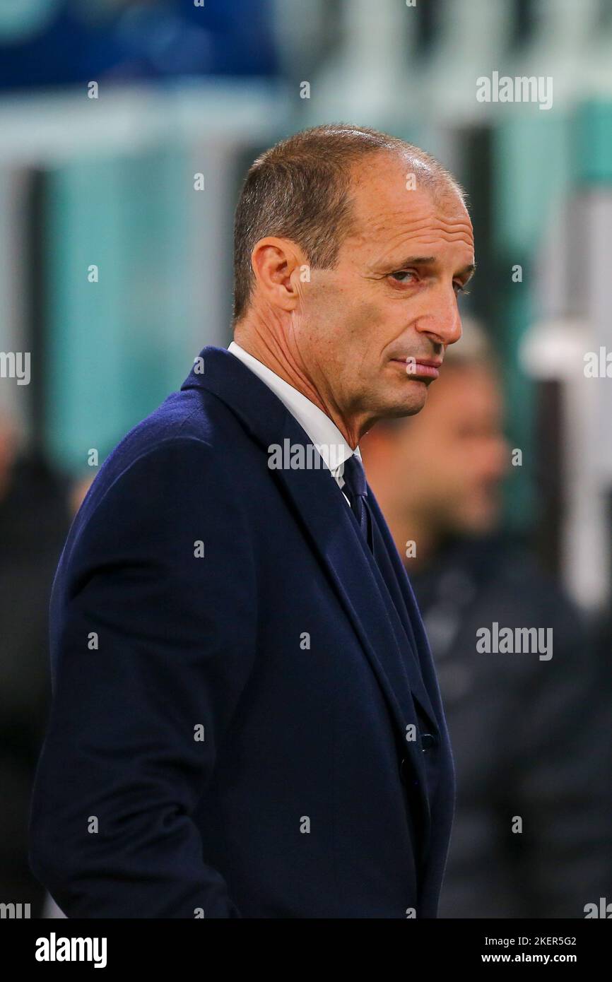 TORINO, ITALIA, 13 NOVEMBRE 2022. Massimiliano Allegri, allenatore capo della Juventus FC, durante la partita tra Juventus FC e SS Lazio il 13 novembre 2022 allo stadio Allianz di Torino. Credit: Massimiliano Ferraro/Alamy Live News Foto Stock