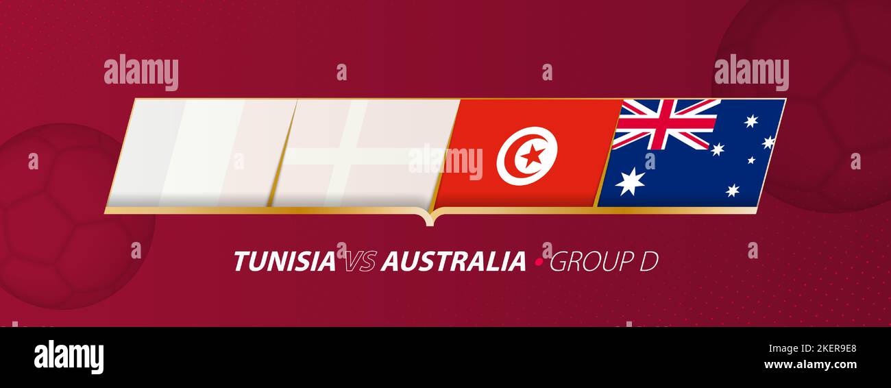Tunisia - Australia figura della partita di calcio nel gruppo A. bandiere vettoriali. Illustrazione Vettoriale