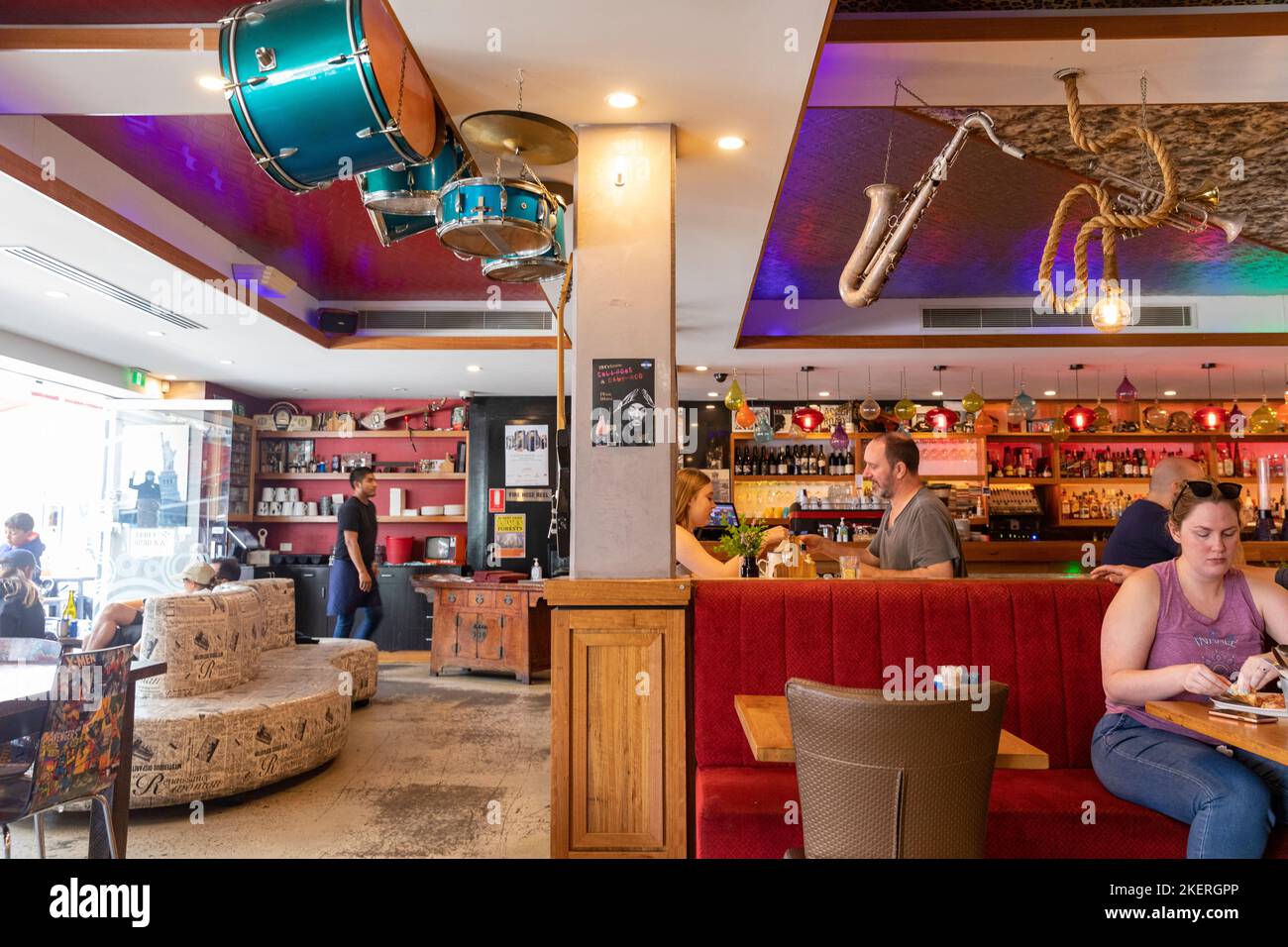 St Kilda Melbourne, all'interno della musica Abbey Road, ristorante e bar a St Kilda, Victoria, Australia Foto Stock