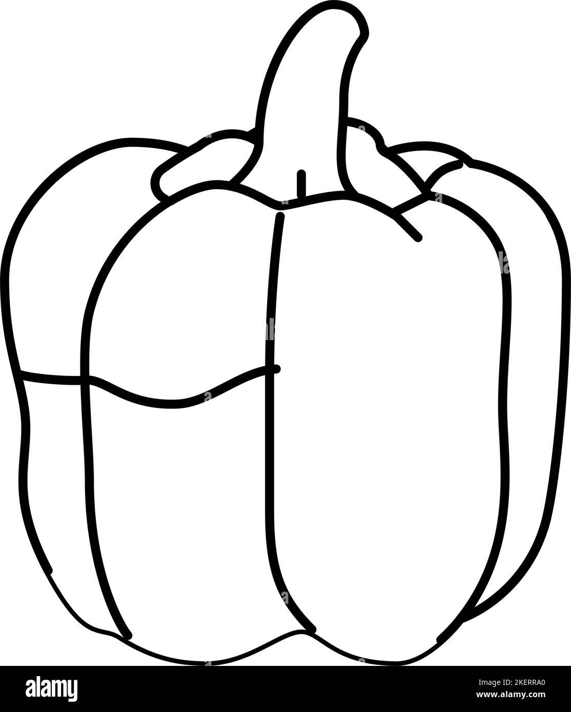 illustrazione vettoriale icona linea cibo pepe verde Illustrazione Vettoriale