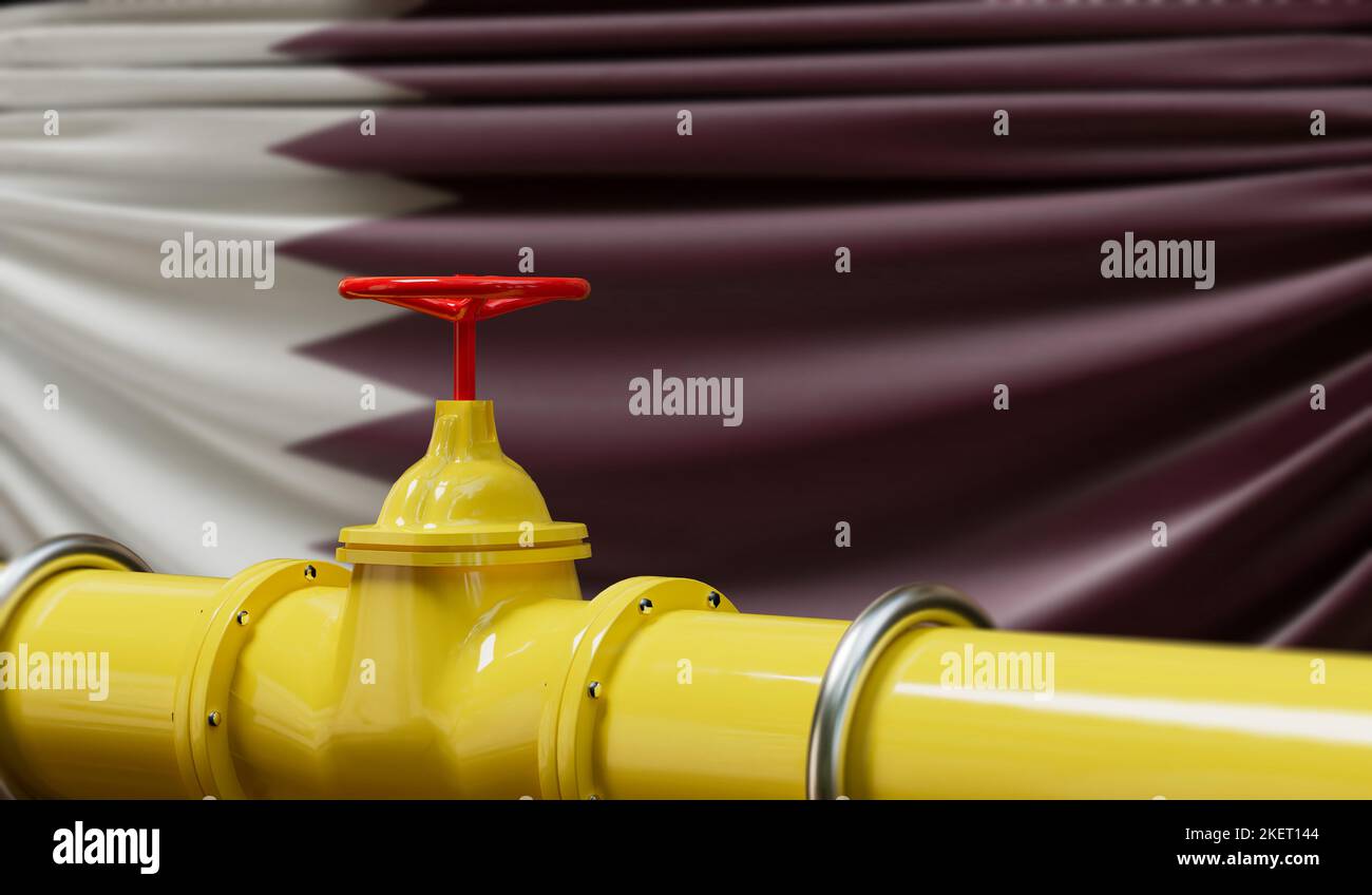 Gasdotto Qatar per il petrolio e il gas. Concetto di industria petrolifera. 3D rendering Foto Stock