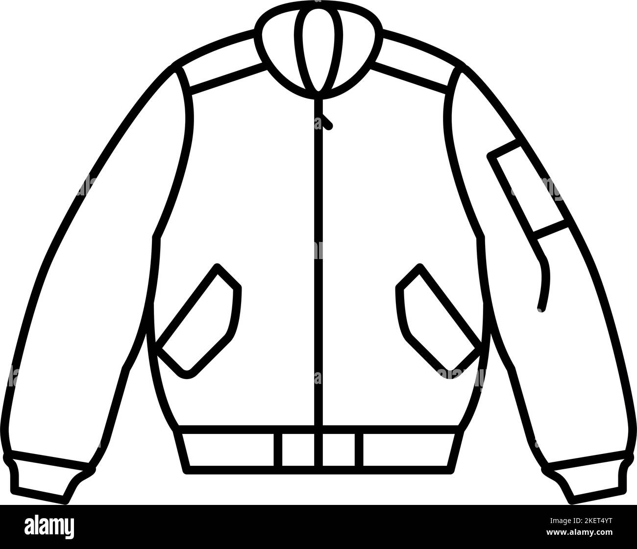 bomber outerwear linea maschio icona figura vettoriale Illustrazione Vettoriale