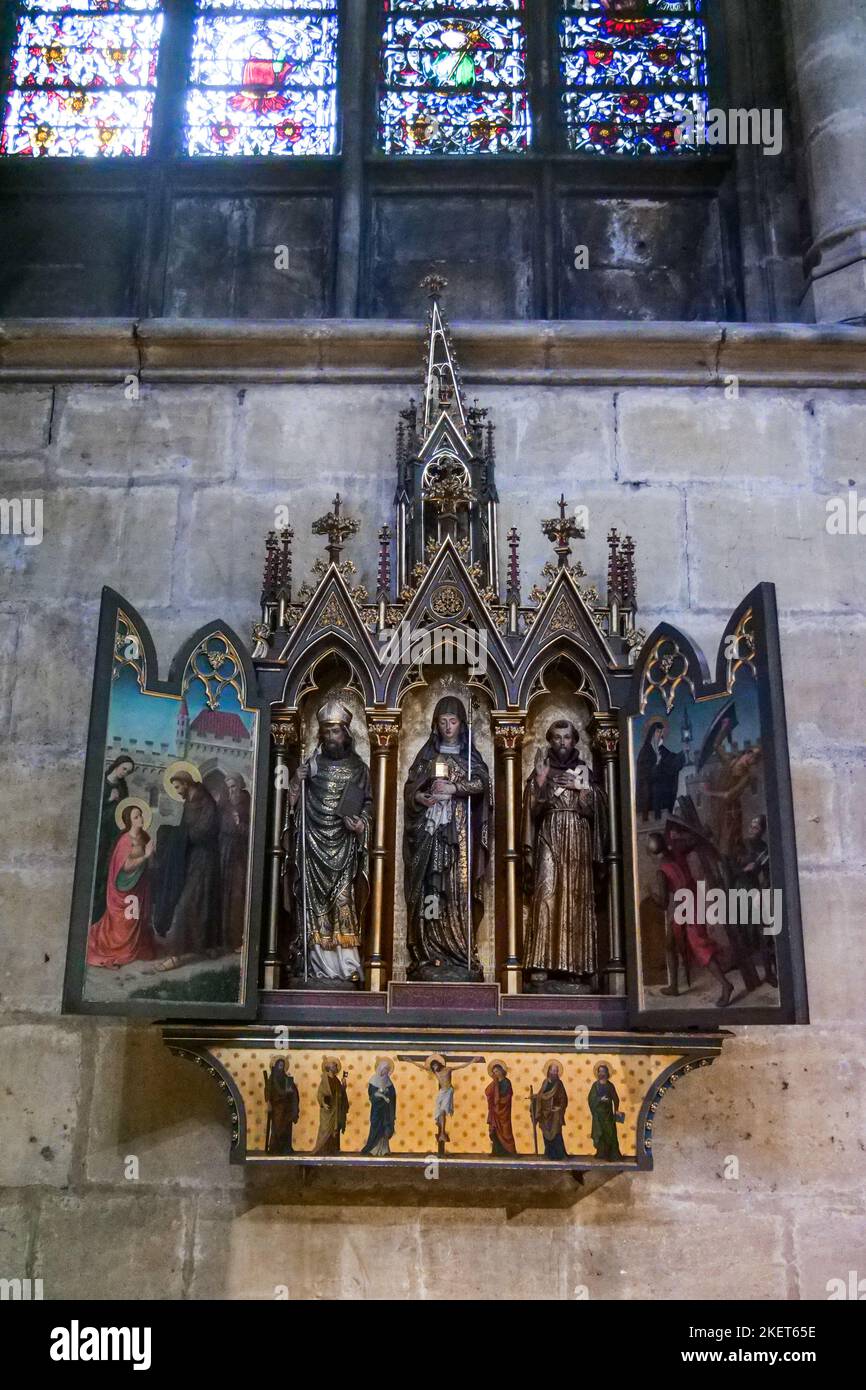 Retable, cattedrale di Metz, Mosella, Lorena, regione Grand Est, Francia Foto Stock