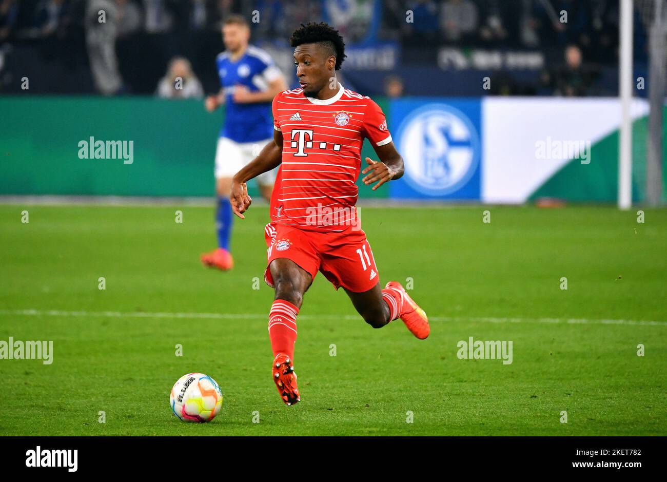 Bundesliga, Veltins Arena, FC Schalke 04 vs FC Bayern Monaco; Kingsley Coman Foto Stock