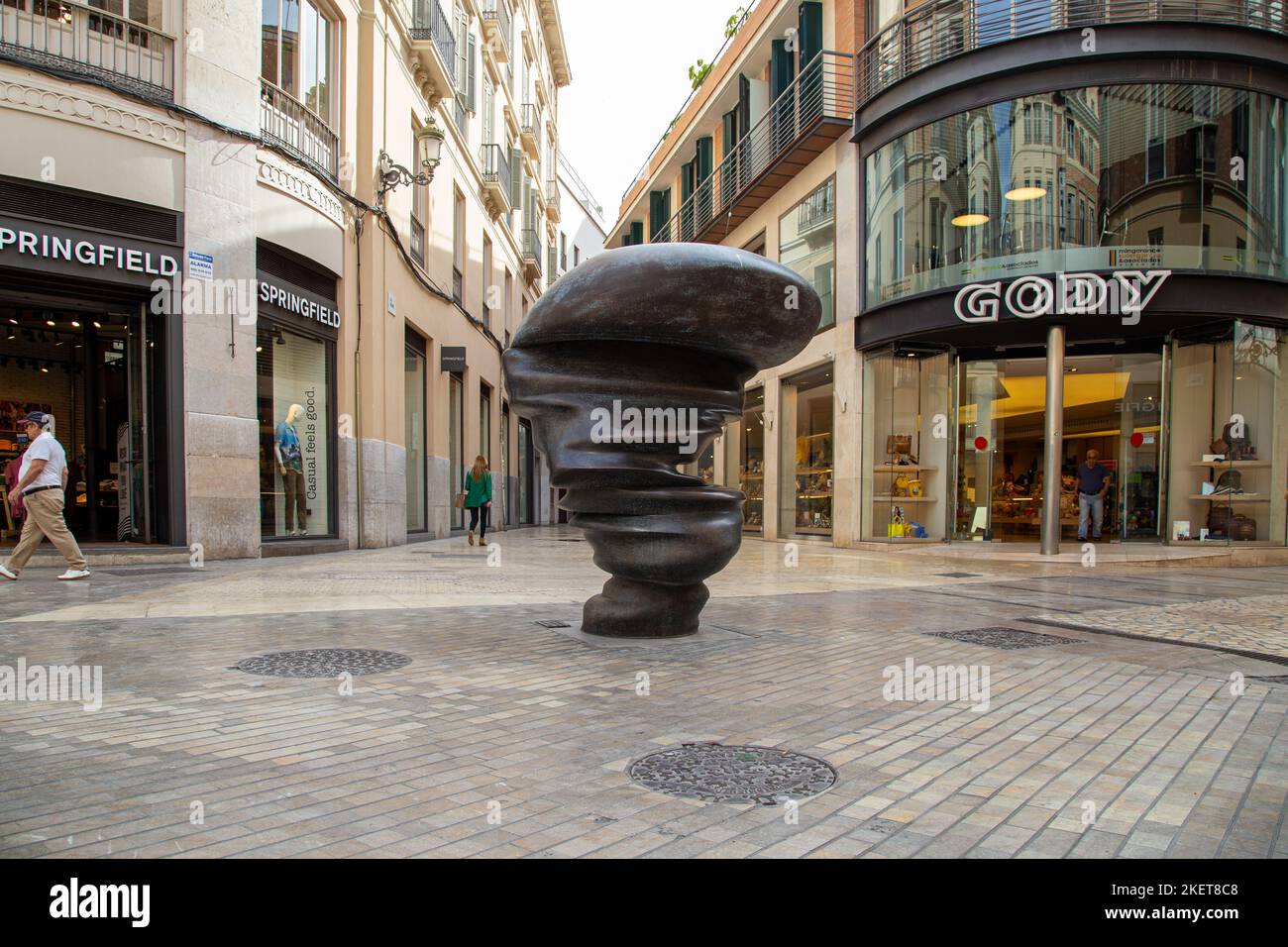 I punti di vista di una scultura in Malaga, Spagna Foto Stock