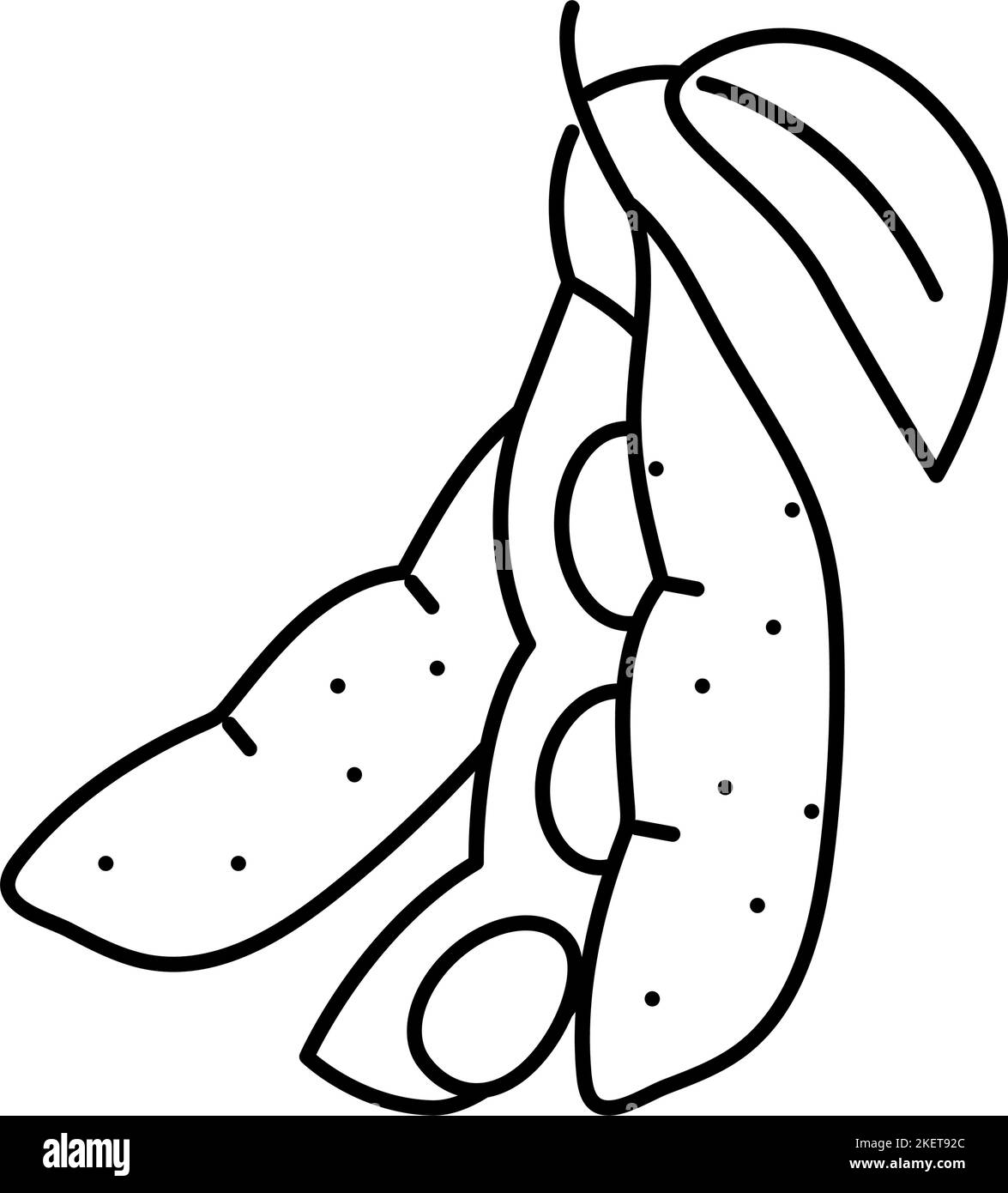 illustrazione del vettore icona della linea delle foglie di soia Illustrazione Vettoriale