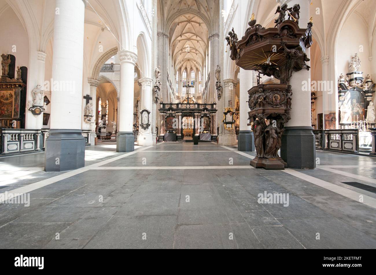 Interno della Chiesa di San Giacomo, Anversa (Fiandre), Belgio Foto Stock