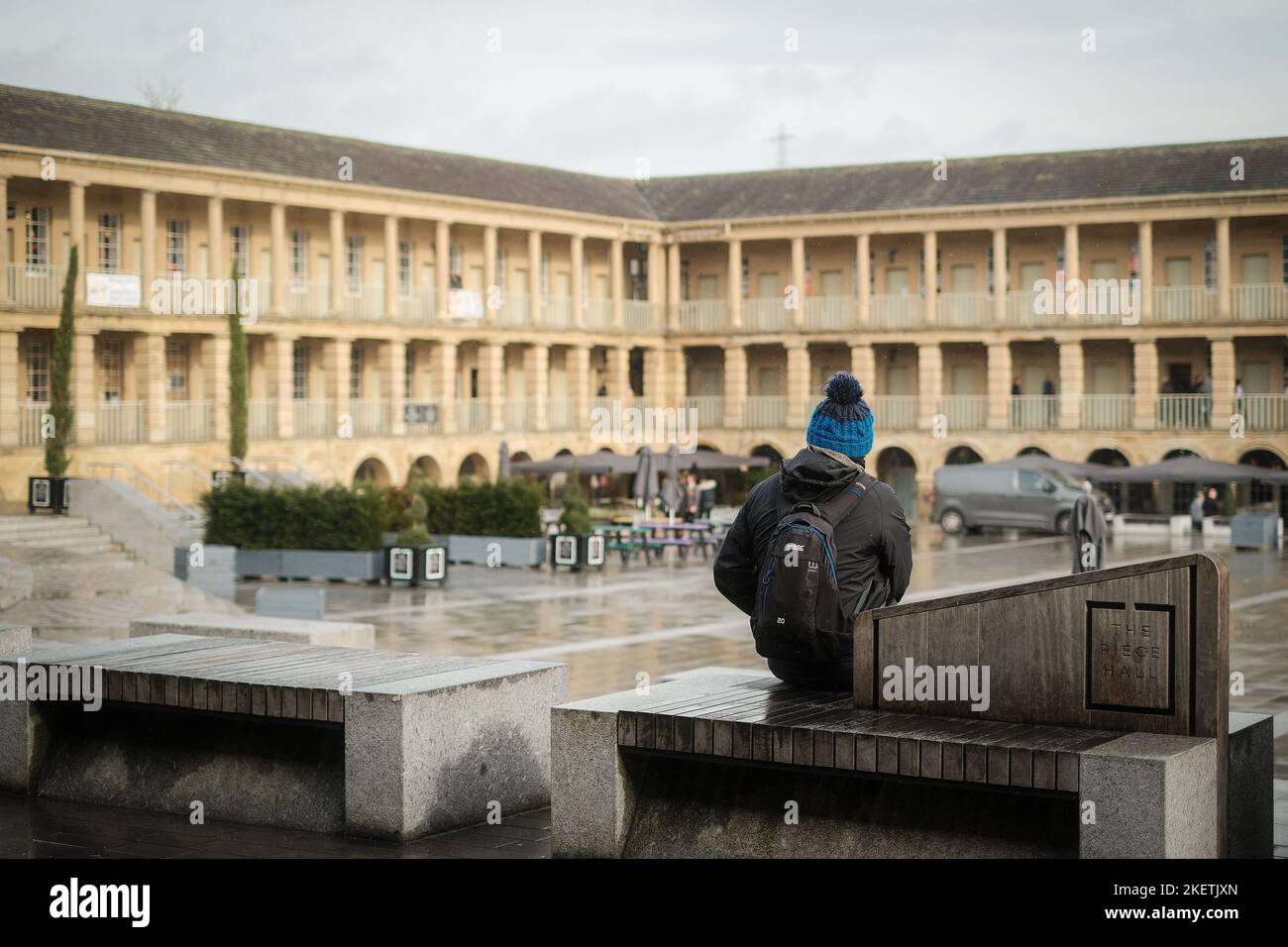 Halifax, West Yorkshire, Regno Unito. All'interno della Piece Hall. Foto Stock