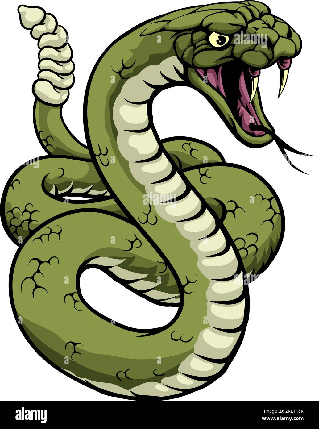 Rattlesnake Snake Animal Sport Team Cartoon Mascot Illustrazione Vettoriale