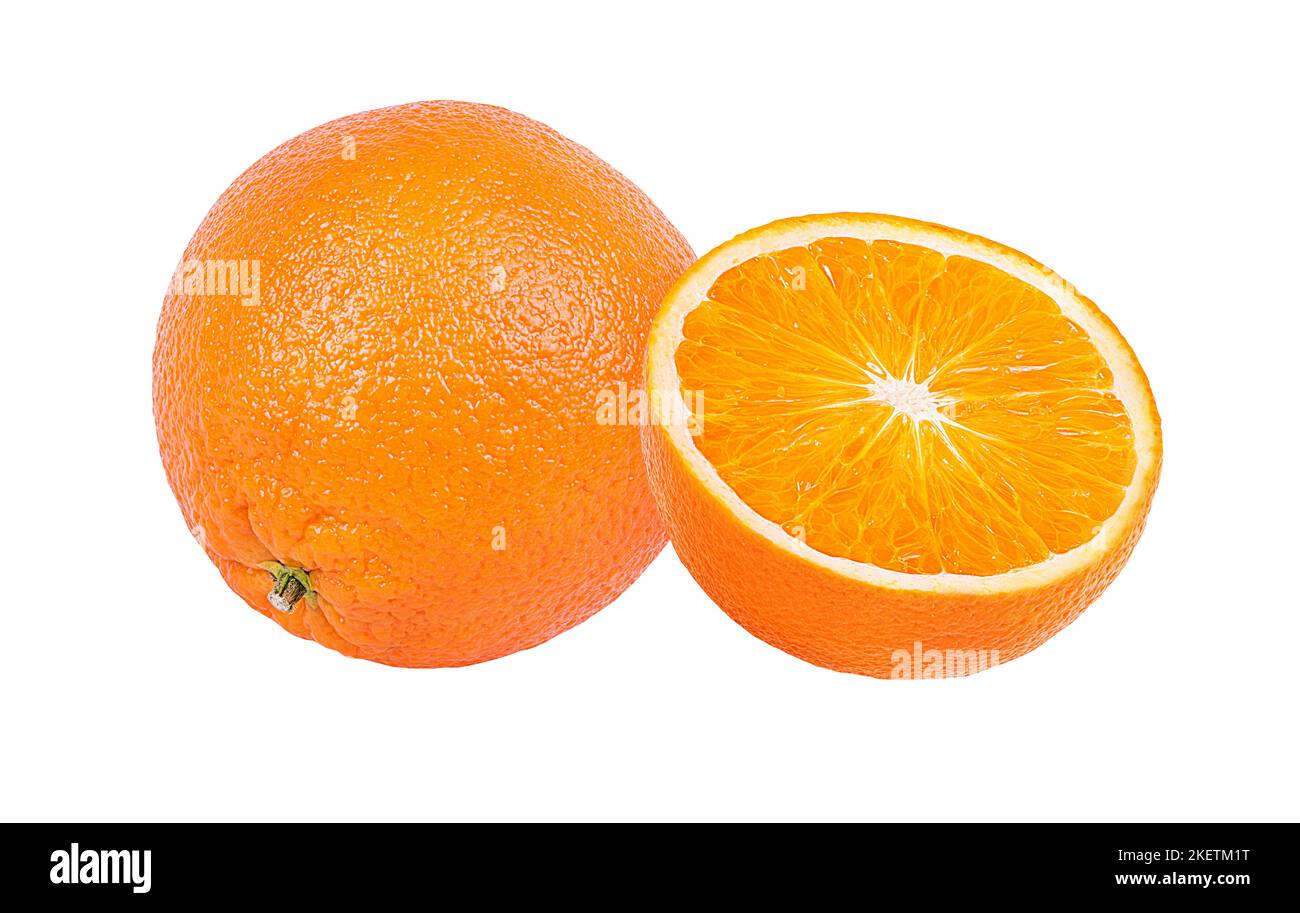 Frutta di arancia isolare su sfondo bianco Foto Stock