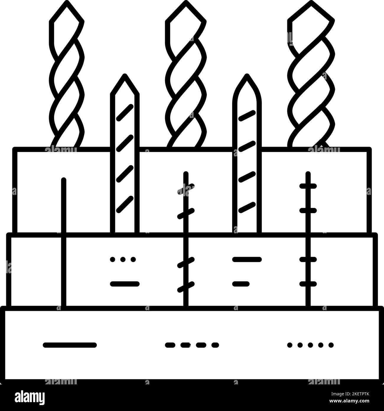 illustrazione vettoriale dell'icona della linea del supporto della punta da trapano Illustrazione Vettoriale