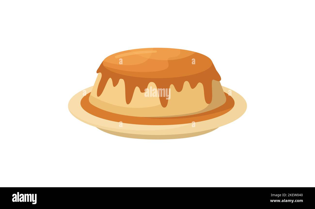 Illustrazione vettoriale di un piatto sudamericano - flan. Cucina per Capodanno e Natale. Stile piatto. Illustrazione Vettoriale
